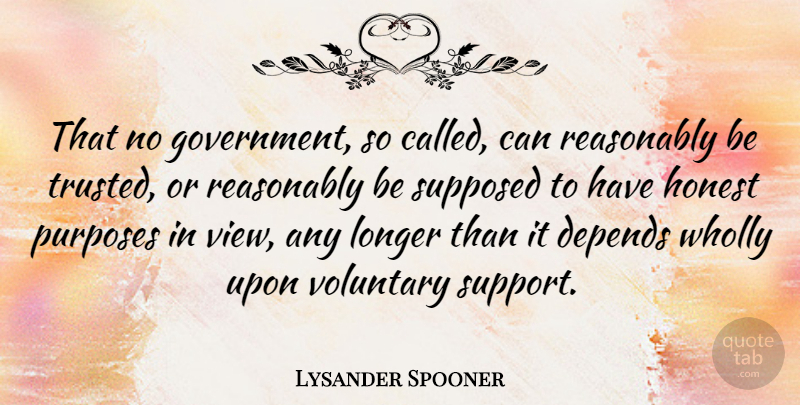 Lysander Spooner Quote About Views, Government, Support: That No Government So Called...