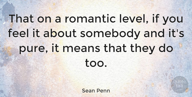 Sean Penn Quote About Mean, Romantic Love, Levels: That On A Romantic Level...