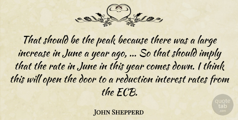John Shepperd Quote About Door, Imply, Increase, Interest, June: That Should Be The Peak...