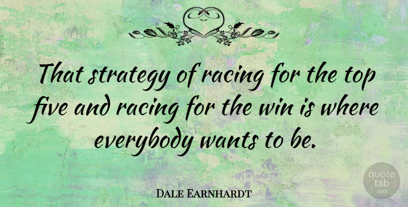Dale Earnhardt Quote About Winning, Racing, Want: That Strategy Of Racing For...
