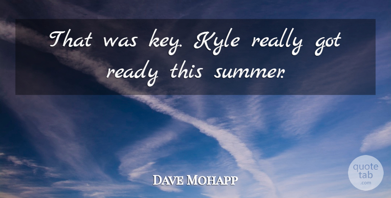 Dave Mohapp Quote About Kyle, Ready: That Was Key Kyle Really...