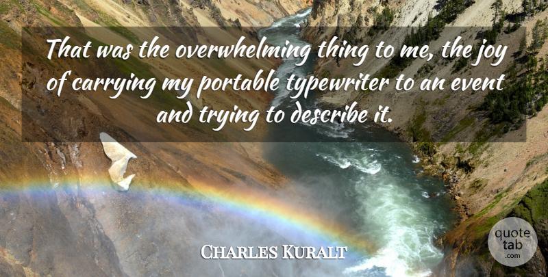 Charles Kuralt Quote About Typewriters, Joy, Trying: That Was The Overwhelming Thing...