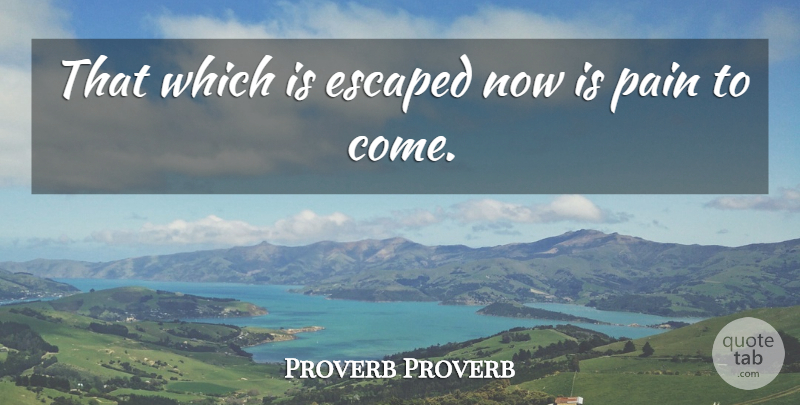 Proverb Proverb Quote About Escaped, Pain: That Which Is Escaped Now...