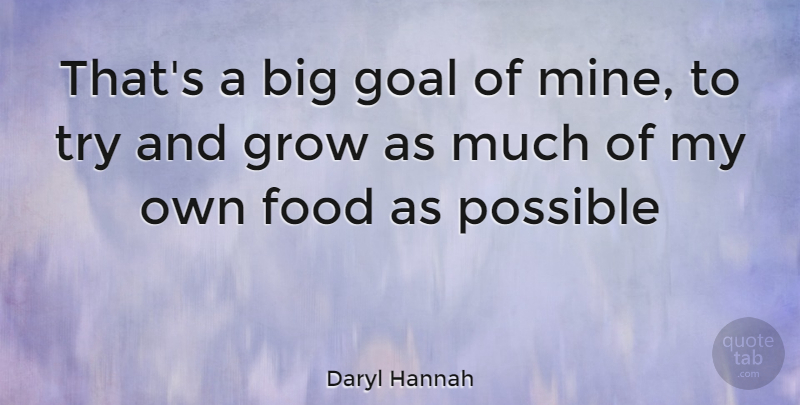 Daryl Hannah Quote About Goal, Trying, Bigs: Thats A Big Goal Of...
