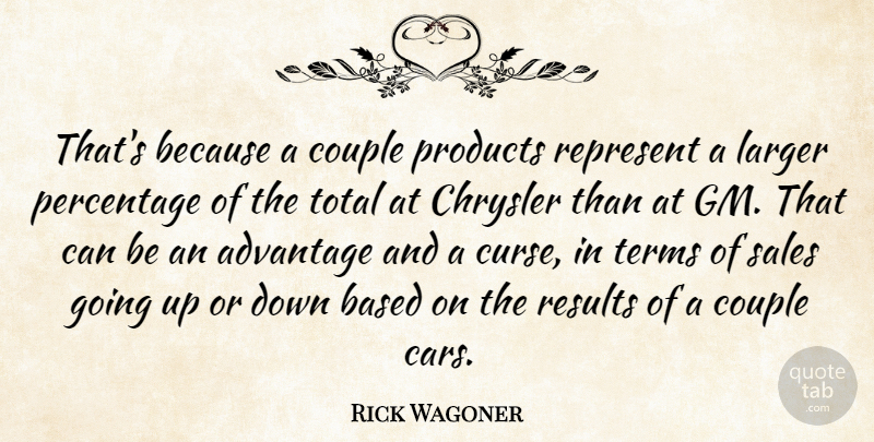 Rick Wagoner Quote About Advantage, Based, Chrysler, Couple, Larger: Thats Because A Couple Products...
