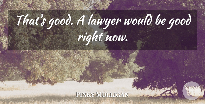 Pinky Mulligan Quote About Good, Lawyer: Thats Good A Lawyer Would...