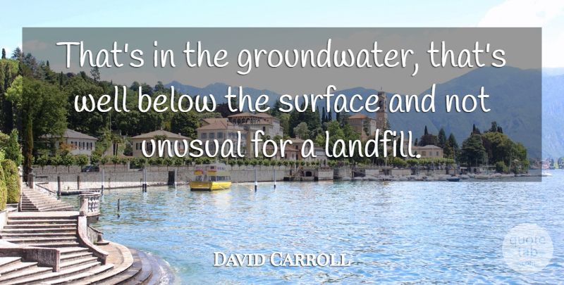 David Carroll Quote About Below, Surface, Unusual: Thats In The Groundwater Thats...