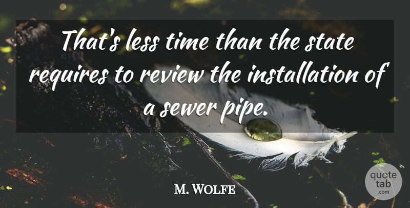 M. Wolfe Quote About Less, Requires, Review, Sewer, State: Thats Less Time Than The...