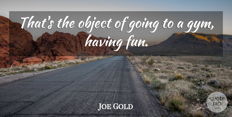 Joe Gold Quote About Fun, Having Fun, Gym: Thats The Object Of Going...