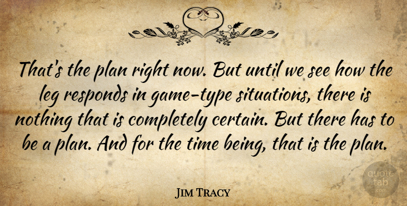 Jim Tracy Quote About Leg, Plan, Responds, Time, Until: Thats The Plan Right Now...