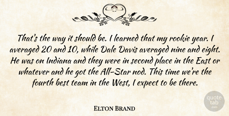 Elton Brand Quote About Averaged, Best, Davis, East, Expect: Thats The Way It Should...
