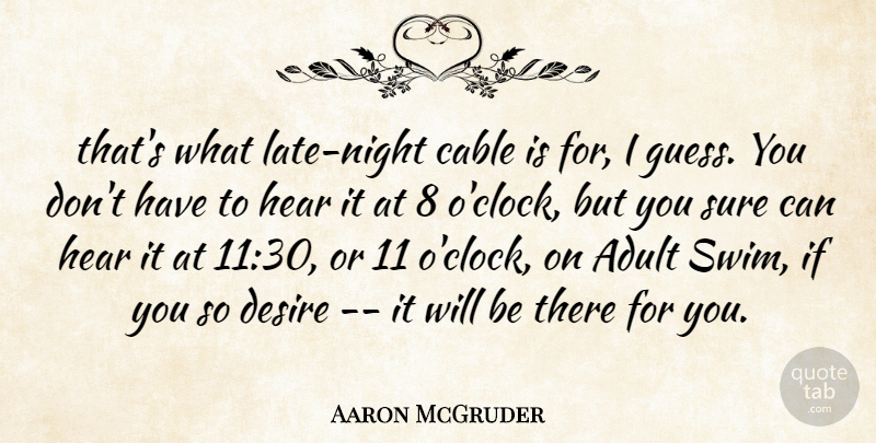 Aaron McGruder Quote About Adult, Cable, Desire, Hear, Night: Thats What Late Night Cable...