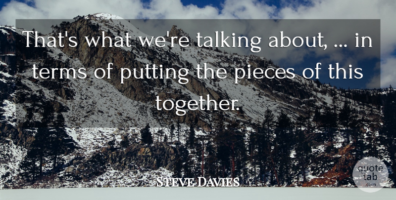 Steve Davies Quote About Pieces, Putting, Talking, Terms: Thats What Were Talking About...