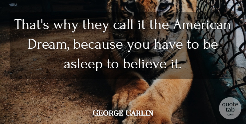 George Carlin Quote About Funny, Sarcastic, Dream: Thats Why They Call It...