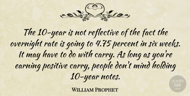 William Prophet Quote About Earning, Fact, Holding, Mind, Overnight: The 10 Year Is Not...