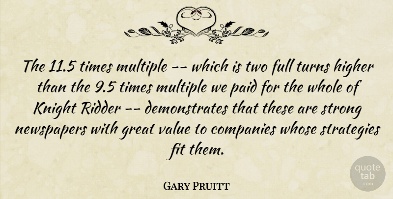 Gary Pruitt Quote About Companies, Fit, Full, Great, Higher: The 11 5 Times Multiple...
