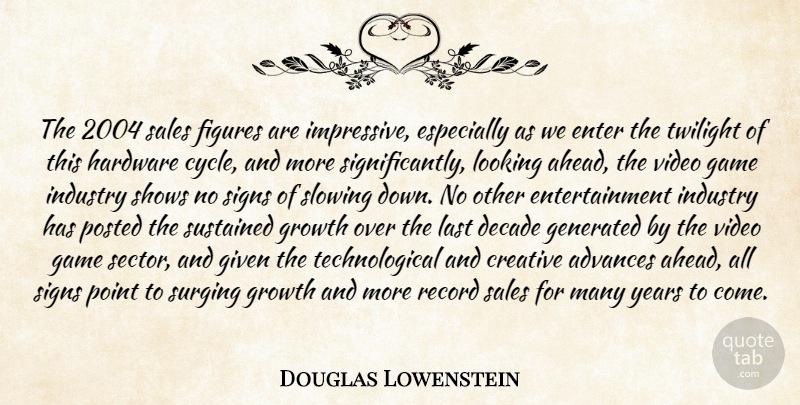 Douglas Lowenstein Quote About Advances, Creative, Decade, Enter, Entertainment: The 2004 Sales Figures Are...