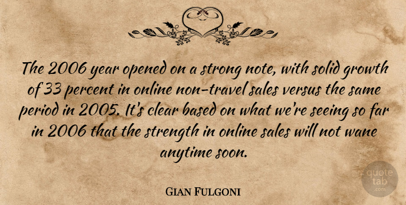 Gian Fulgoni Quote About Anytime, Based, Clear, Far, Growth: The 2006 Year Opened On...