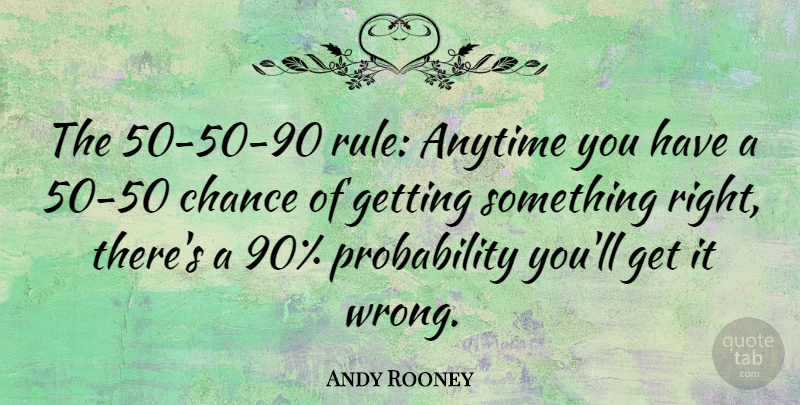 Andy Rooney Quote About Life, Education, Humor: The 50 50 90 Rule...
