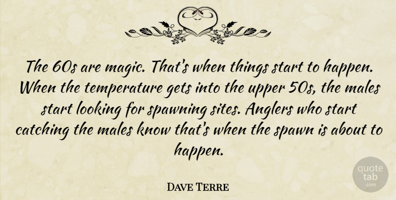 Dave Terre Quote About Catching, Gets, Looking, Magic, Males: The 60s Are Magic Thats...