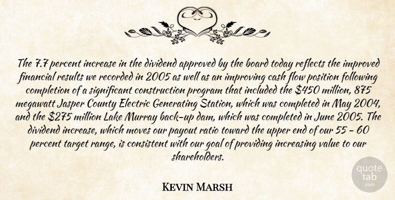 Kevin Marsh Quote About Approved, Board, Cash, Completed, Completion: The 7 7 Percent Increase...