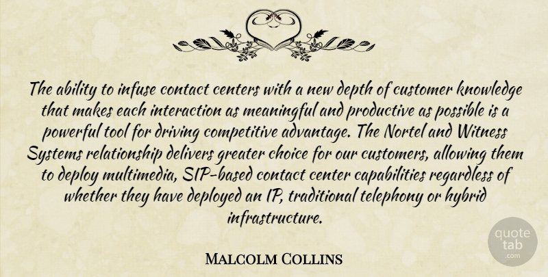 Malcolm Collins Quote About Ability, Allowing, Centers, Choice, Contact: The Ability To Infuse Contact...