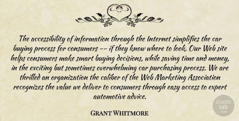 Grant Whitmore Quote About Access, Buying, Caliber, Car, Consumers: The Accessibility Of Information Through...