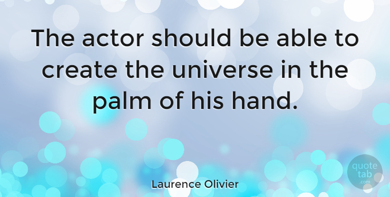 Laurence Olivier Quote About Palm: The Actor Should Be Able...