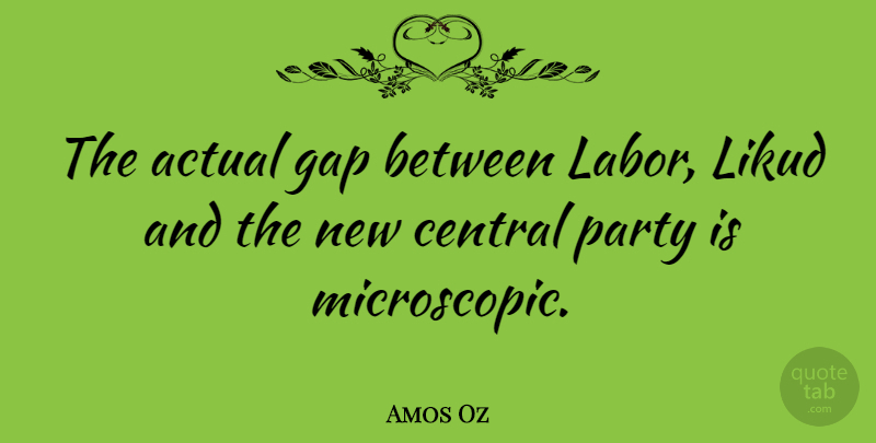 Amos Oz Quote About Party, Gaps, Labor: The Actual Gap Between Labor...