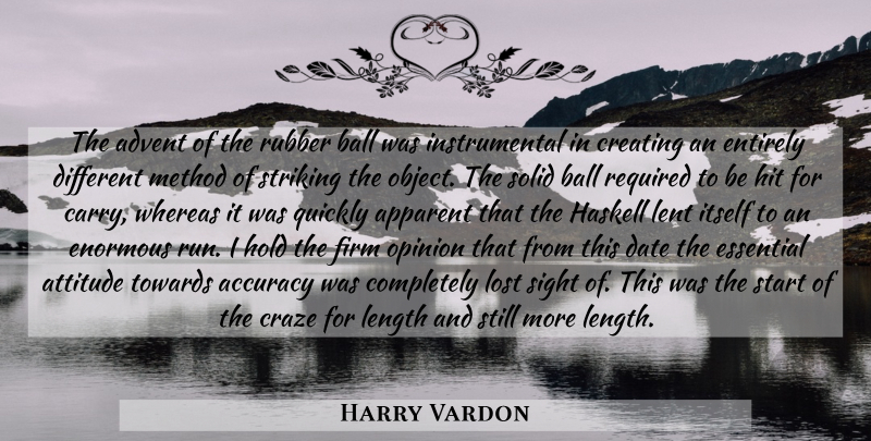 Harry Vardon Quote About Running, Attitude, Golf: The Advent Of The Rubber...