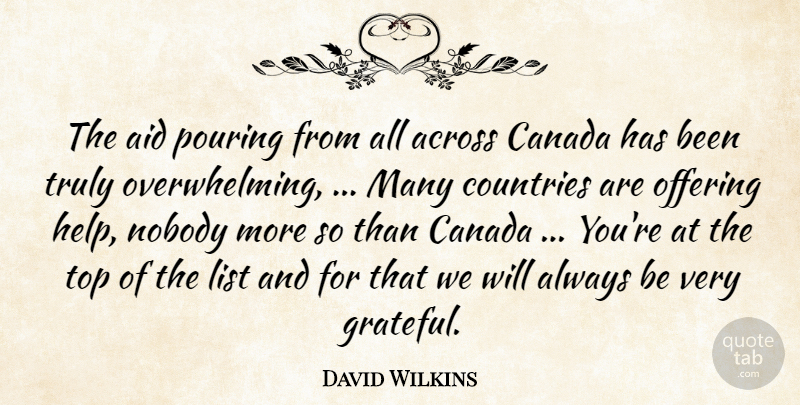 David Wilkins Quote About Across, Aid, Canada, Countries, List: The Aid Pouring From All...