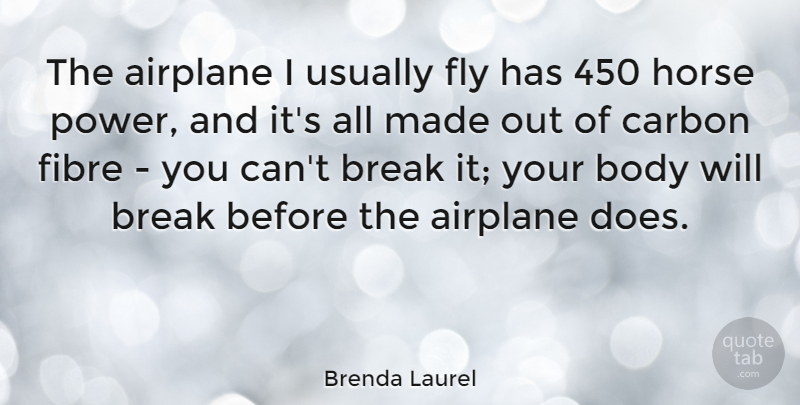 Brenda Laurel Quote About Airplane, Break, Carbon, Fly, Power: The Airplane I Usually Fly...