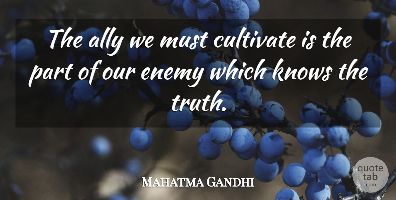 Mahatma Gandhi Quote About Spiritual, Enemy, Allies: The Ally We Must Cultivate...
