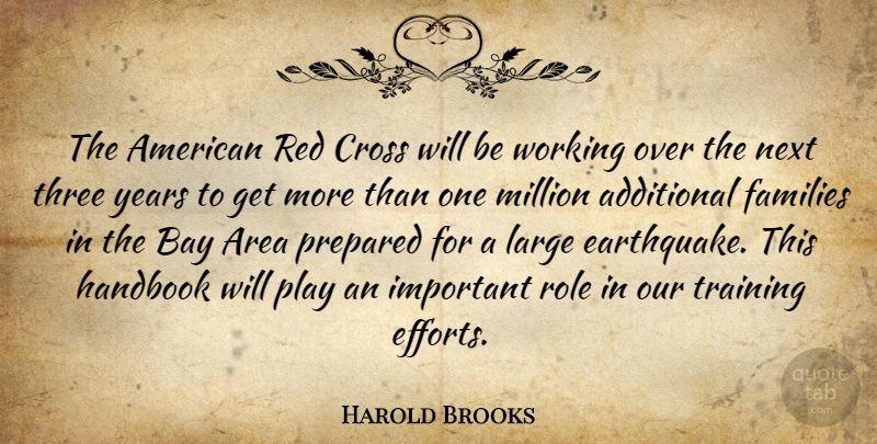 Harold Brooks Quote About Additional, Area, Bay, Cross, Families: The American Red Cross Will...