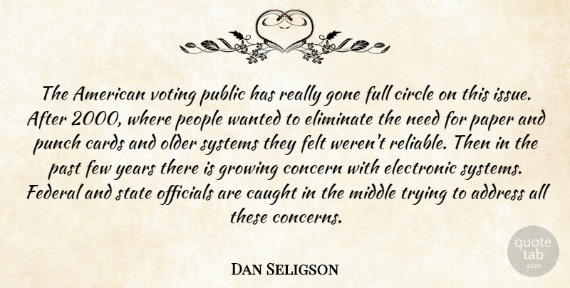 Dan Seligson Quote About Address, Cards, Caught, Circle, Concern: The American Voting Public Has...