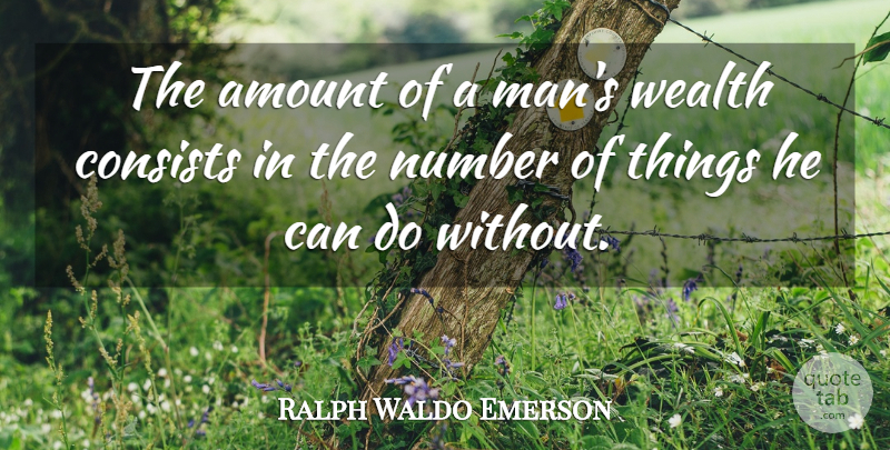 Ralph Waldo Emerson Quote About Men, Numbers, Wealth: The Amount Of A Mans...