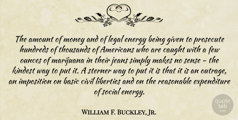 William F. Buckley, Jr. Quote About Weed, Marijuana, Jeans: The Amount Of Money And...