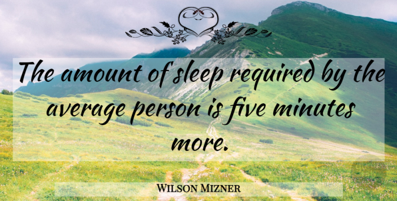 Wilson Mizner Quote About Time, Sleep, Insomnia: The Amount Of Sleep Required...