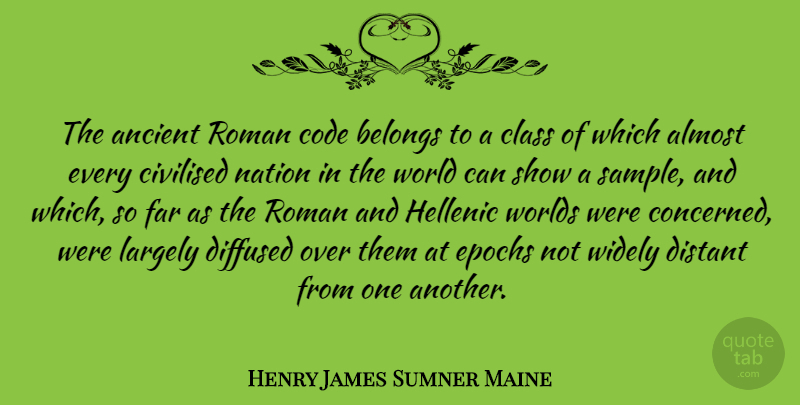 Henry James Sumner Maine Quote About Almost, Belongs, Civilised, Code, Distant: The Ancient Roman Code Belongs...