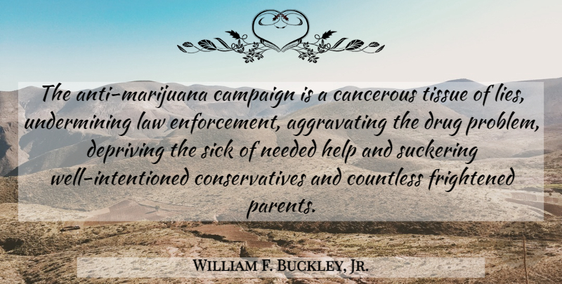 William F. Buckley, Jr. Quote About Lying, Marijuana, Law: The Anti Marijuana Campaign Is...