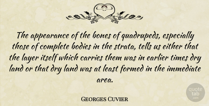 Georges Cuvier Quote About Land, Dry, Body: The Appearance Of The Bones...