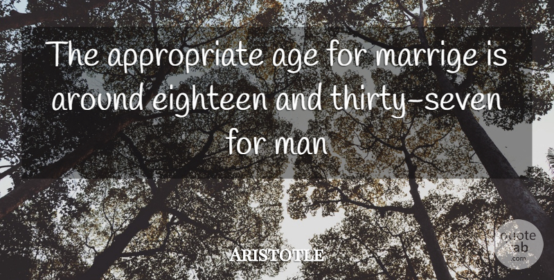 Aristotle Quote About Funny Relationship, Men, Age: The Appropriate Age For Marrige...