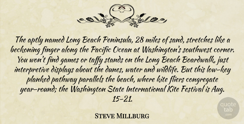 Steve Millburg Quote About Along, Beach, Festival, Finger, Games: The Aptly Named Long Beach...
