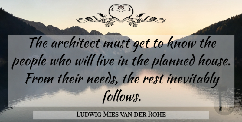 Ludwig Mies van der Rohe Quote About Architect, Inevitably, People: The Architect Must Get To...
