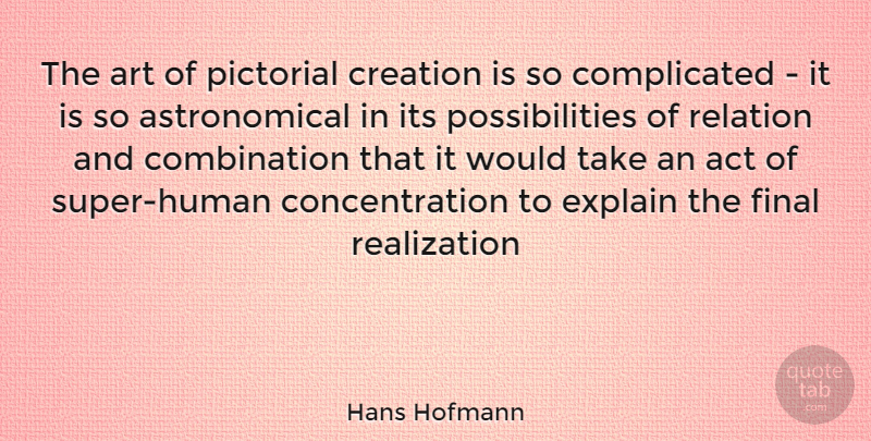 Hans Hofmann Quote About Art, Finals, Realization: The Art Of Pictorial Creation...
