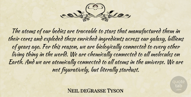 Neil deGrasse Tyson Quote About Stars, Years, Atoms: The Atoms Of Our Bodies...