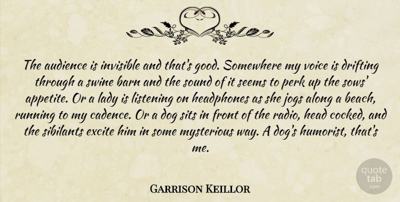 Garrison Keillor Quote About Running, Beach, Dog: The Audience Is Invisible And...