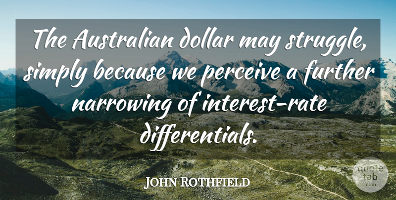 John Rothfield Quote About Australian, Dollar, Further, Perceive, Simply: The Australian Dollar May Struggle...