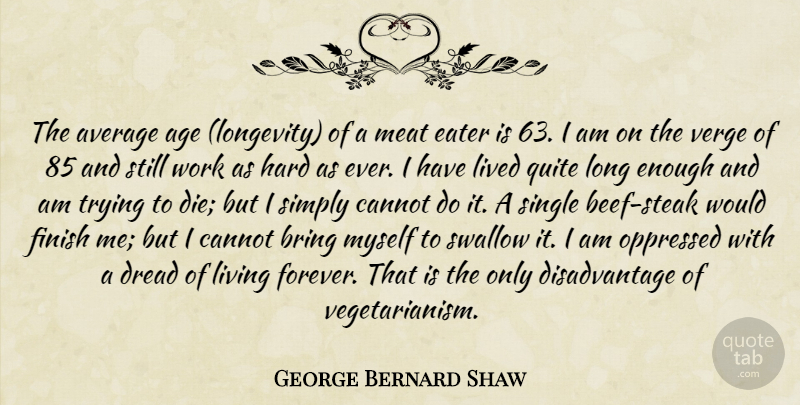 George Bernard Shaw Quote About Funny Inspirational, Vegetarianism, Average: The Average Age Longevity Of...