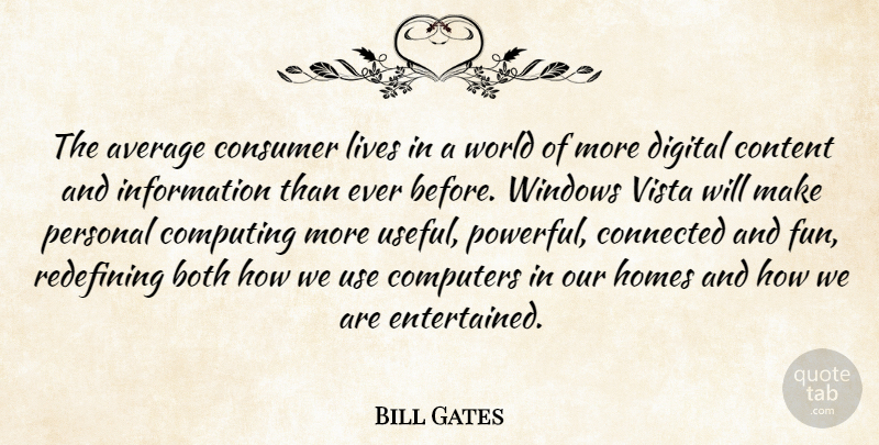 Bill Gates Quote About Average, Both, Computers, Computing, Connected: The Average Consumer Lives In...